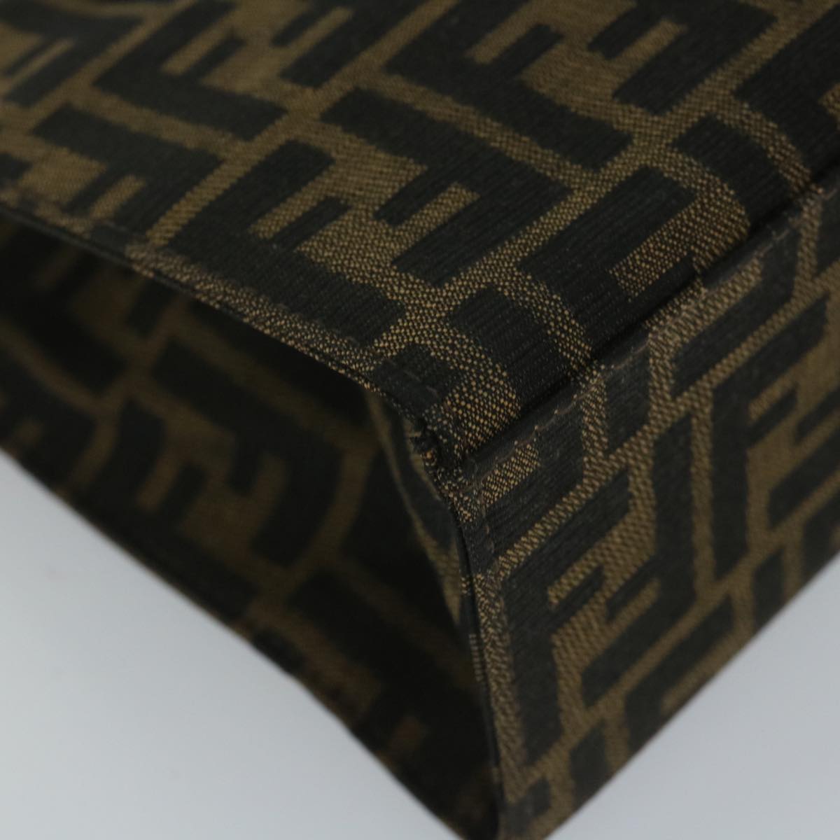 FENDI Zucca Canvas Mamma Hand Bag Nylon Brown Black 56586