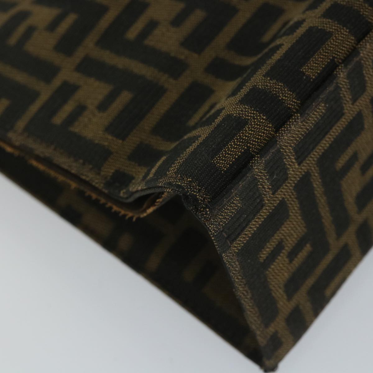 FENDI Zucca Canvas Mamma Hand Bag Nylon Brown Black 56586