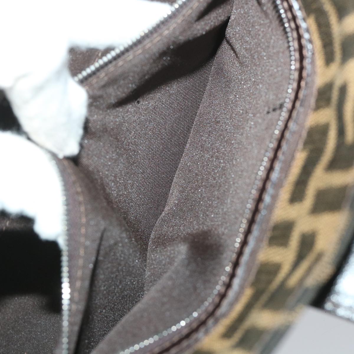 FENDI Zucca Canvas Mamma Hand Bag Nylon Brown Black 56586