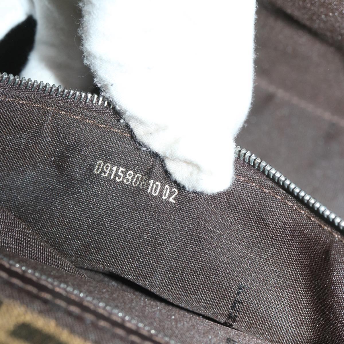 FENDI Zucca Canvas Mamma Hand Bag Nylon Brown Black 56586