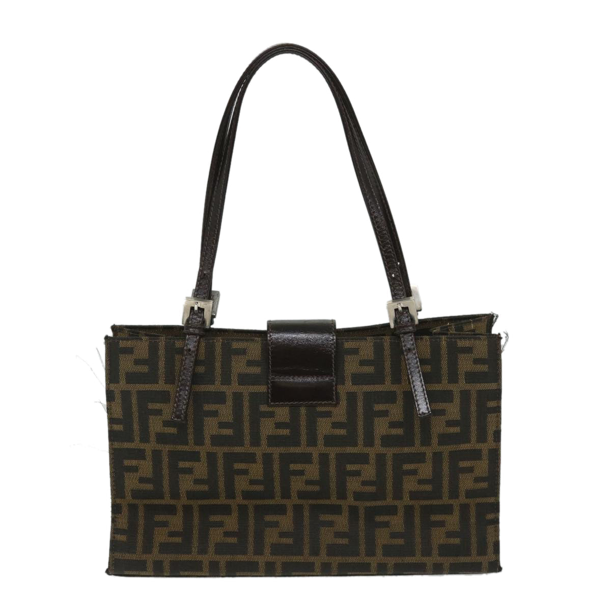 FENDI Zucca Canvas Mamma Hand Bag Nylon Brown Black 56586