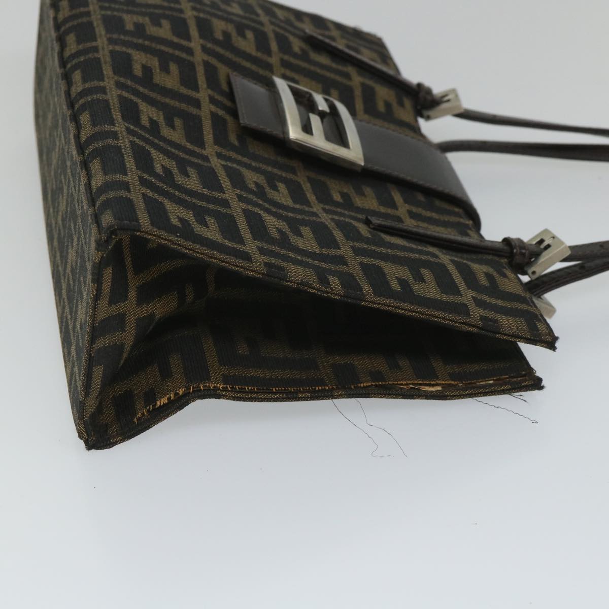 FENDI Zucca Canvas Mamma Hand Bag Nylon Brown Black 56586