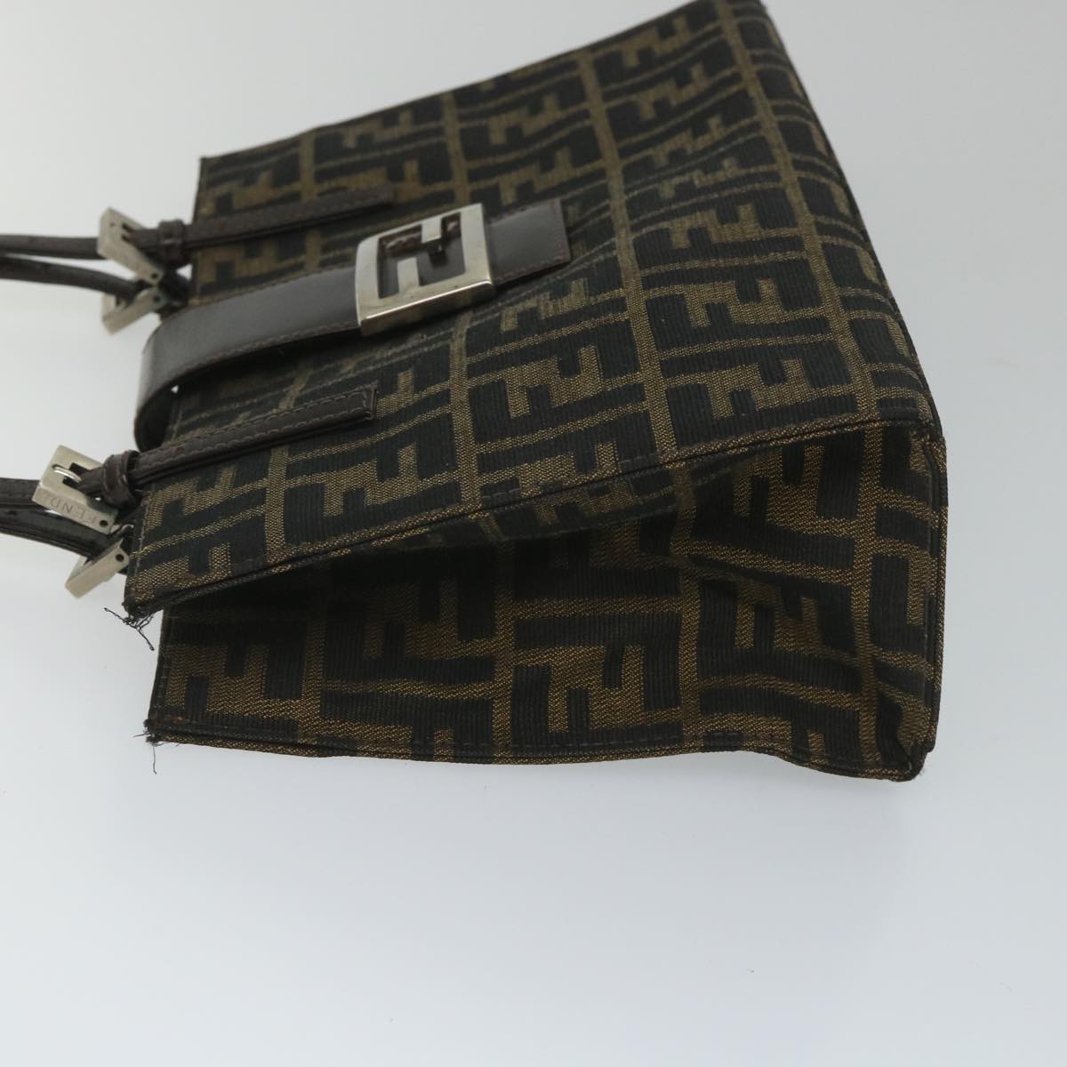 FENDI Zucca Canvas Mamma Hand Bag Nylon Brown Black 56586