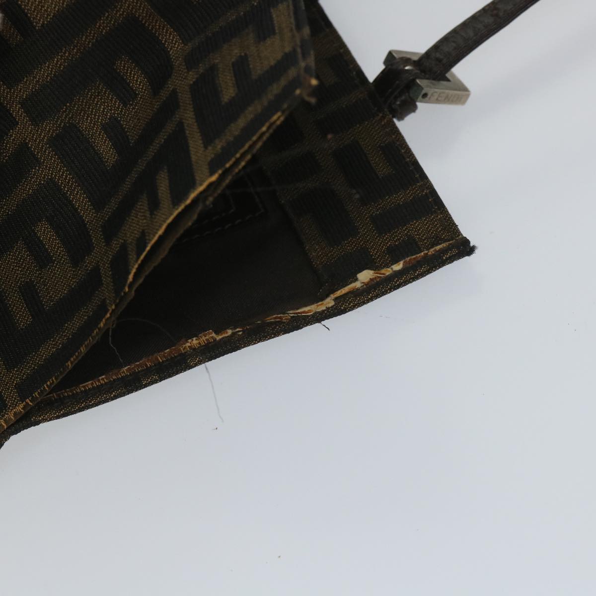 FENDI Zucca Canvas Mamma Hand Bag Nylon Brown Black 56586