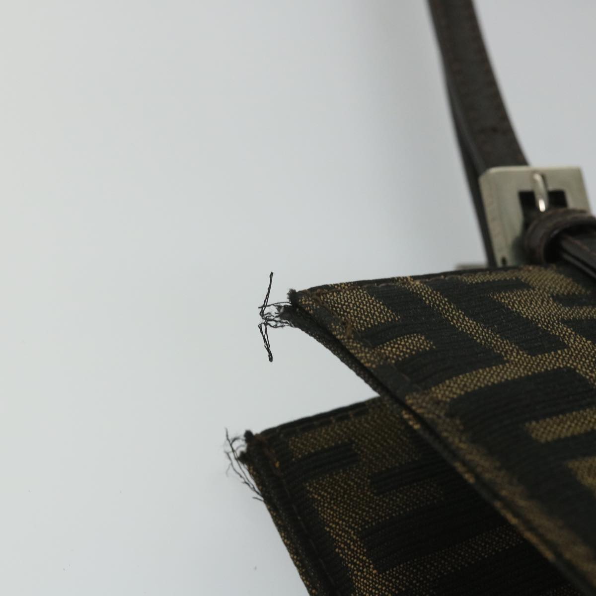 FENDI Zucca Canvas Mamma Hand Bag Nylon Brown Black 56586