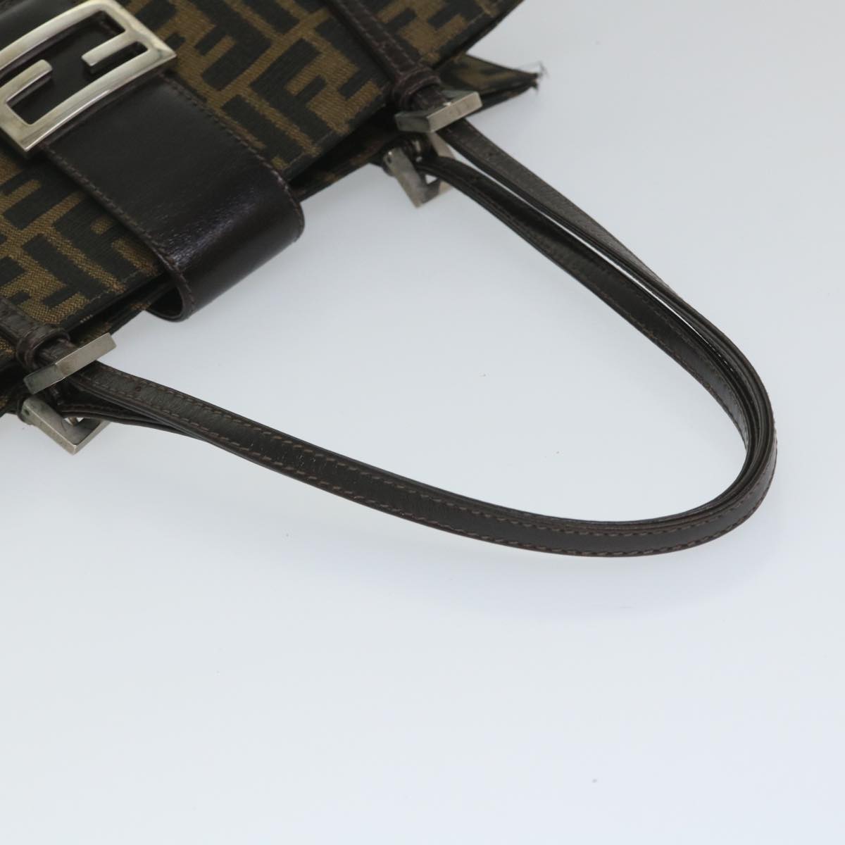 FENDI Zucca Canvas Mamma Hand Bag Nylon Brown Black 56586