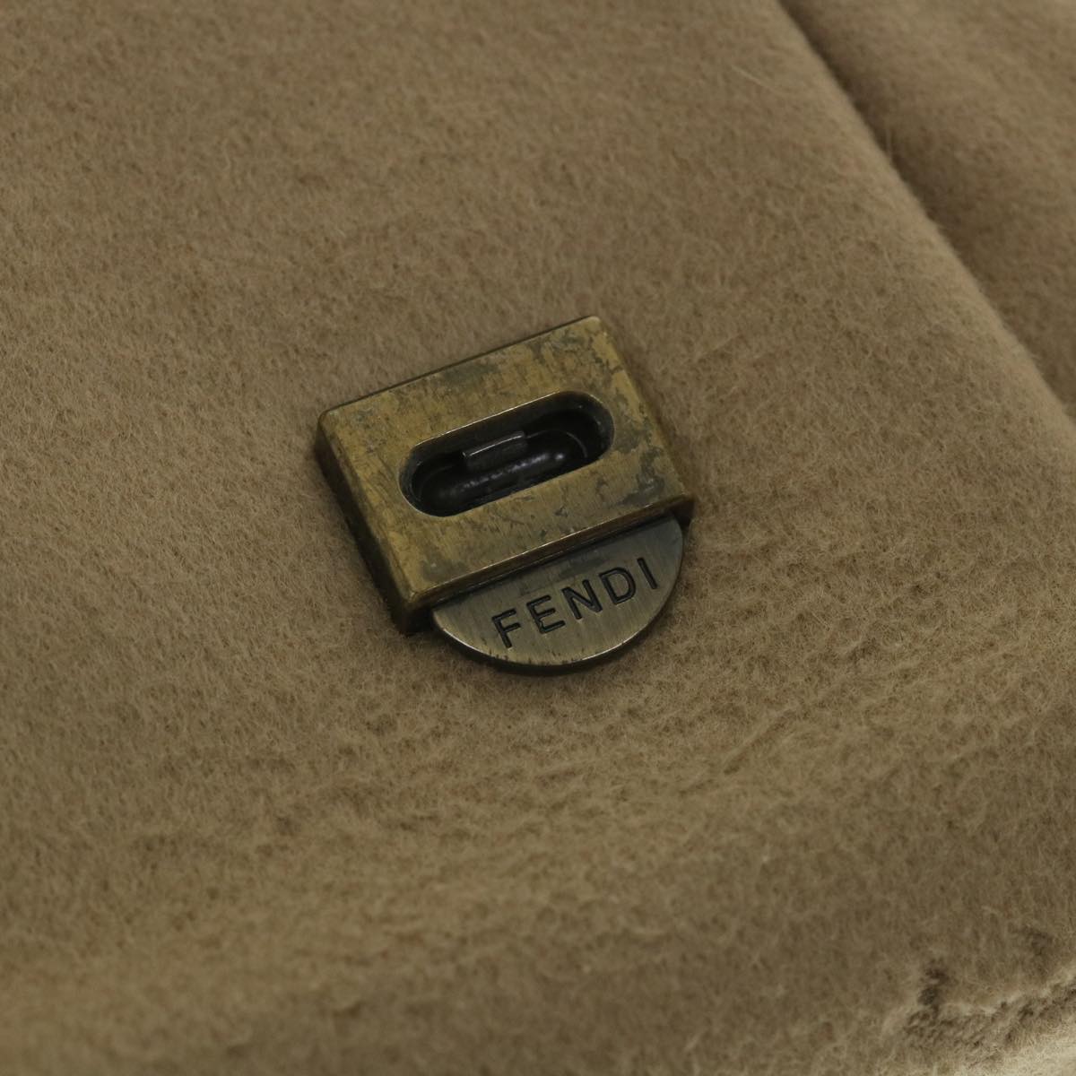 FENDI Shoulder Bag Cotton Beige Black 56685