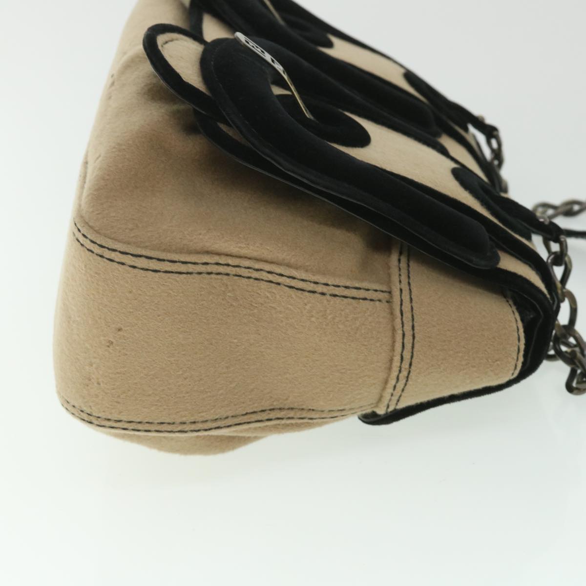 FENDI Shoulder Bag Cotton Beige Black 56685