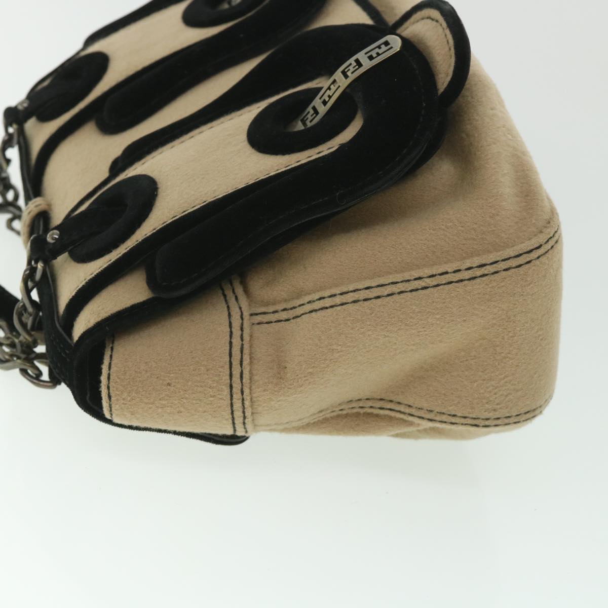 FENDI Shoulder Bag Cotton Beige Black 56685