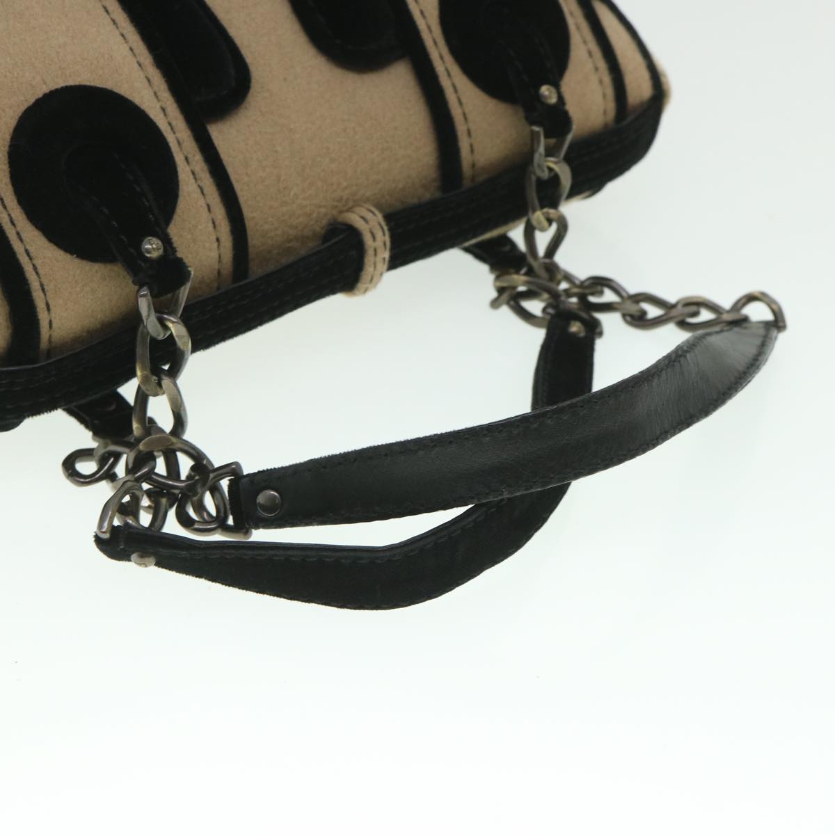 FENDI Shoulder Bag Cotton Beige Black 56685