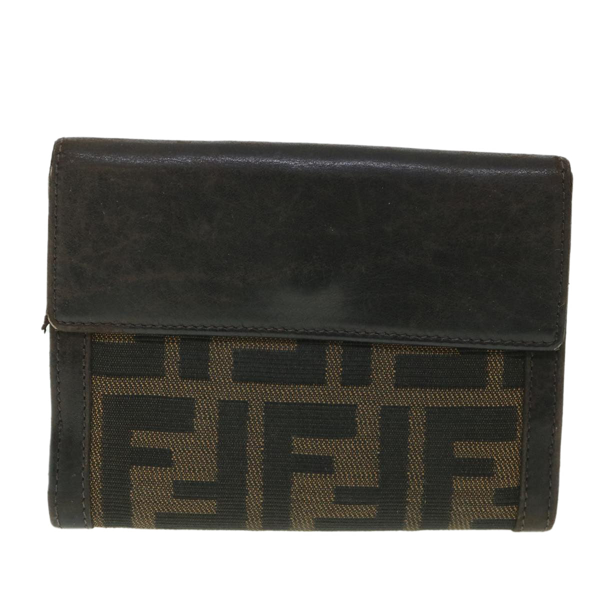 FENDI Zucca Canvas Wallet Black Brown 56791
