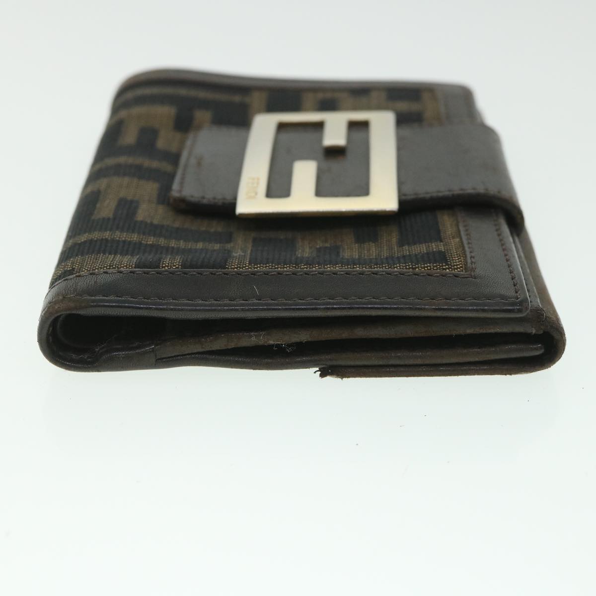 FENDI Zucca Canvas Wallet Black Brown 56791