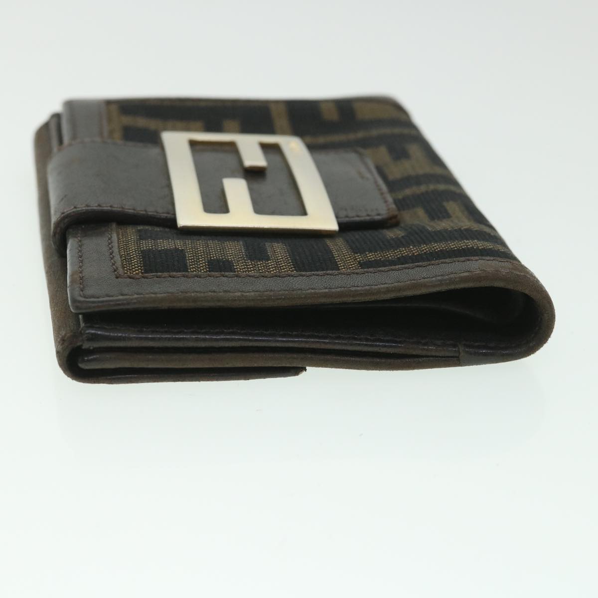 FENDI Zucca Canvas Wallet Black Brown 56791