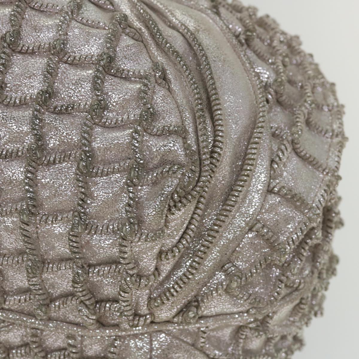 FENDI Spy Hand Bag Leather Silver 56875