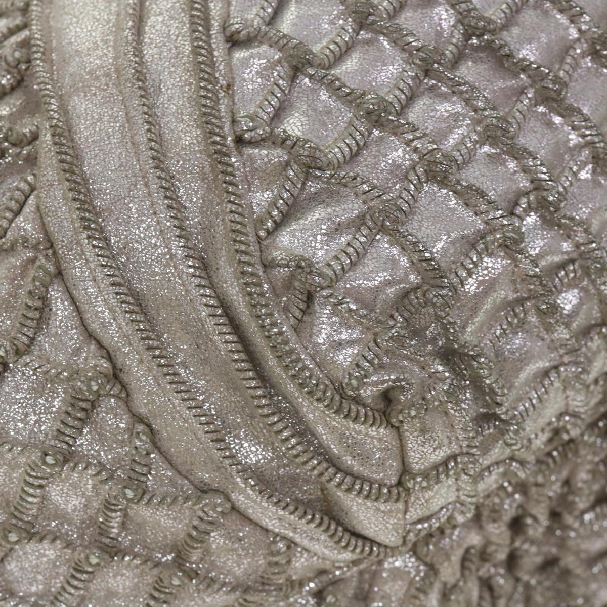 FENDI Spy Hand Bag Leather Silver 56875