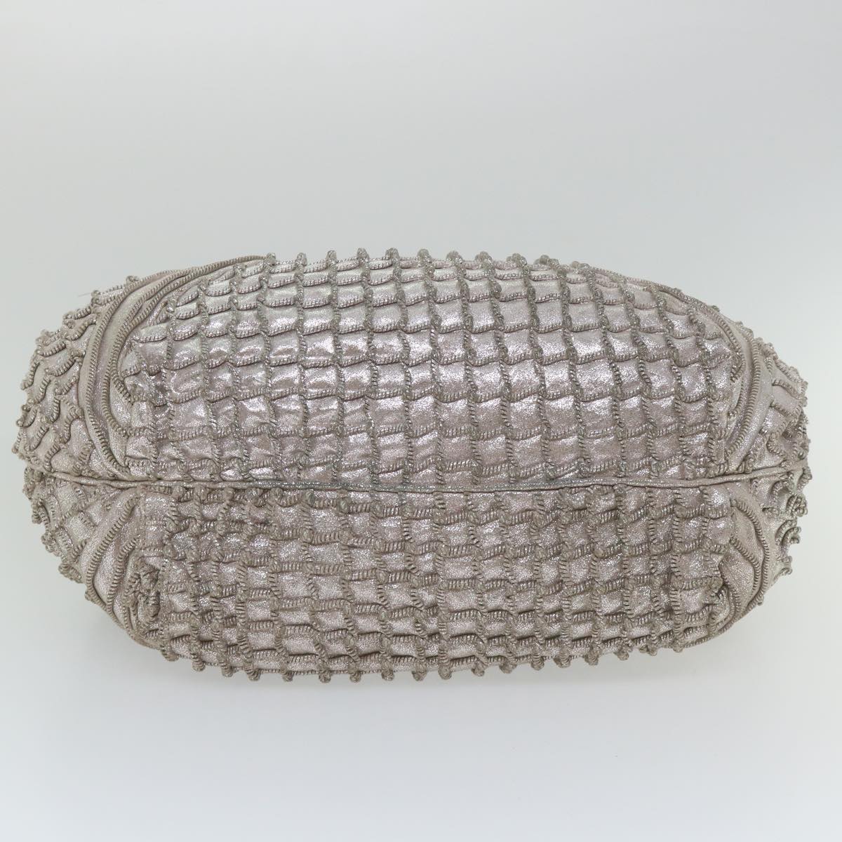 FENDI Spy Hand Bag Leather Silver 56875