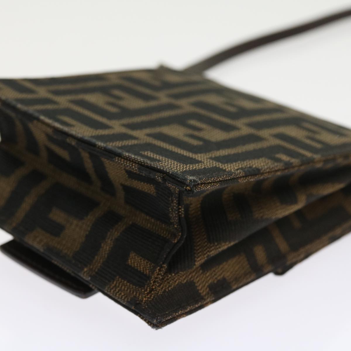 FENDI Zucca Canvas Mamma Baguette Shoulder Bag Black Brown 56931