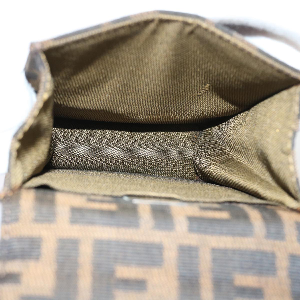 FENDI Zucca Canvas Mamma Baguette Shoulder Bag Black Brown 56931