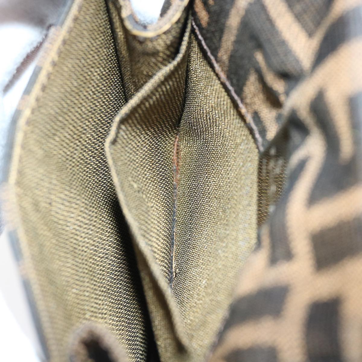 FENDI Zucca Canvas Mamma Baguette Shoulder Bag Black Brown 56931
