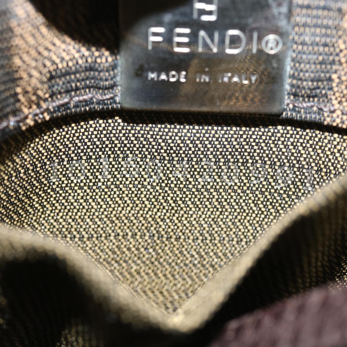 FENDI Zucca Canvas Mamma Baguette Shoulder Bag Black Brown 56931