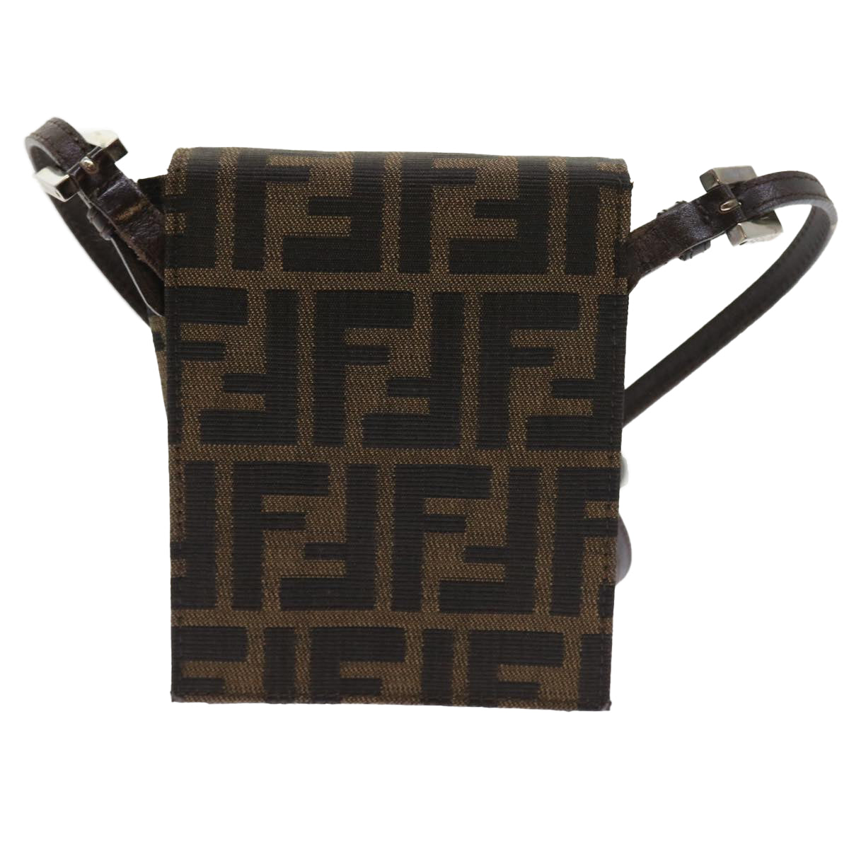 FENDI Zucca Canvas Mamma Baguette Shoulder Bag Black Brown 56931