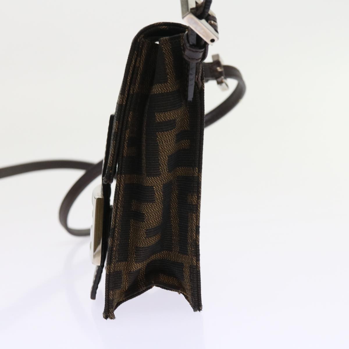 FENDI Zucca Canvas Mamma Baguette Shoulder Bag Black Brown 56931