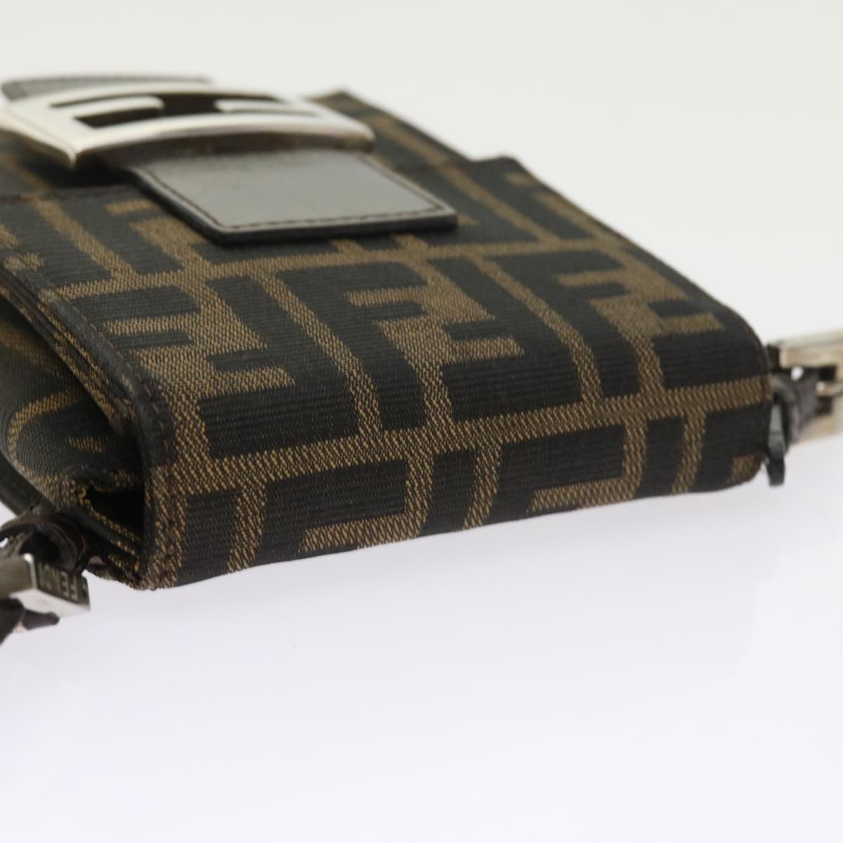 FENDI Zucca Canvas Mamma Baguette Shoulder Bag Black Brown 56931