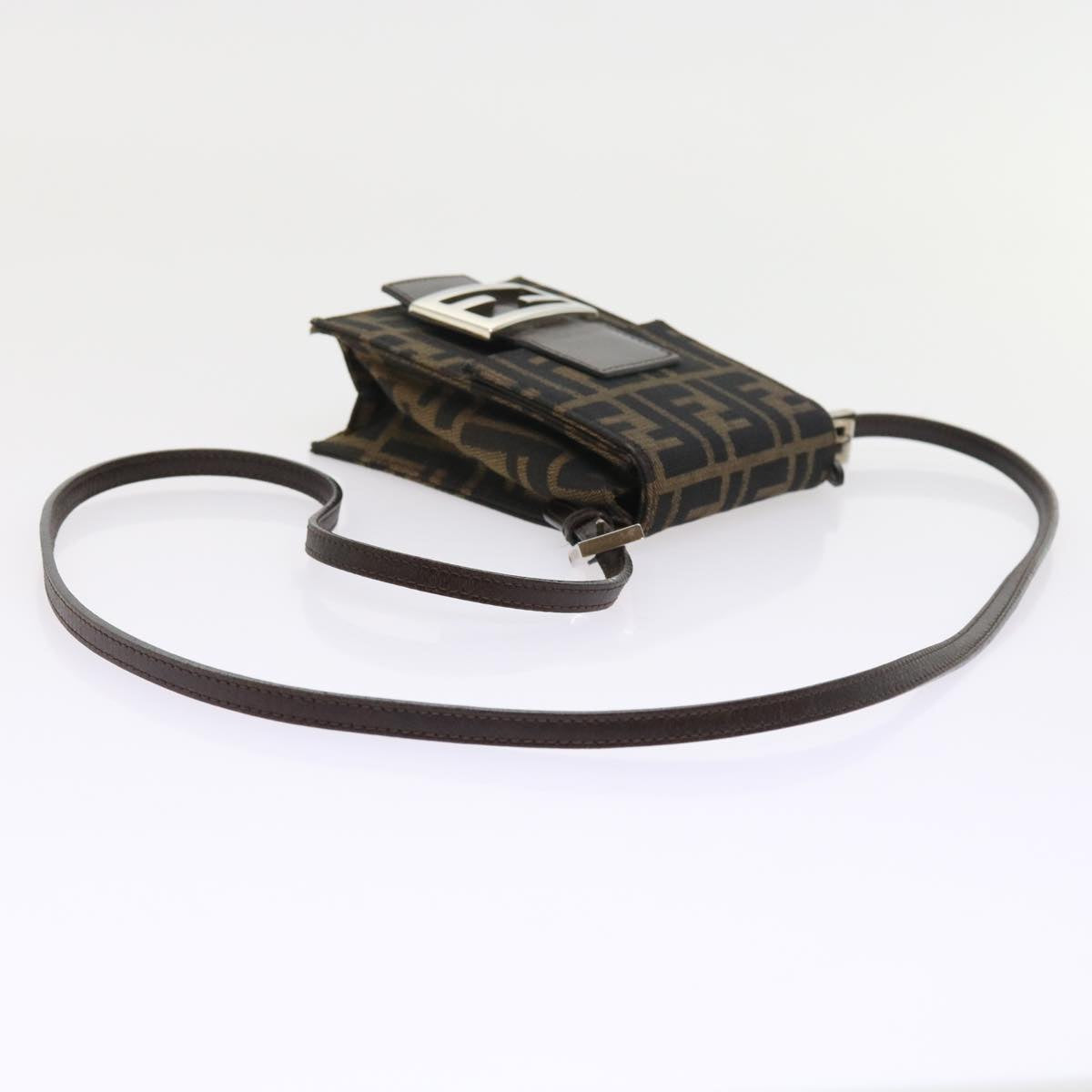 FENDI Zucca Canvas Mamma Baguette Shoulder Bag Black Brown 56931