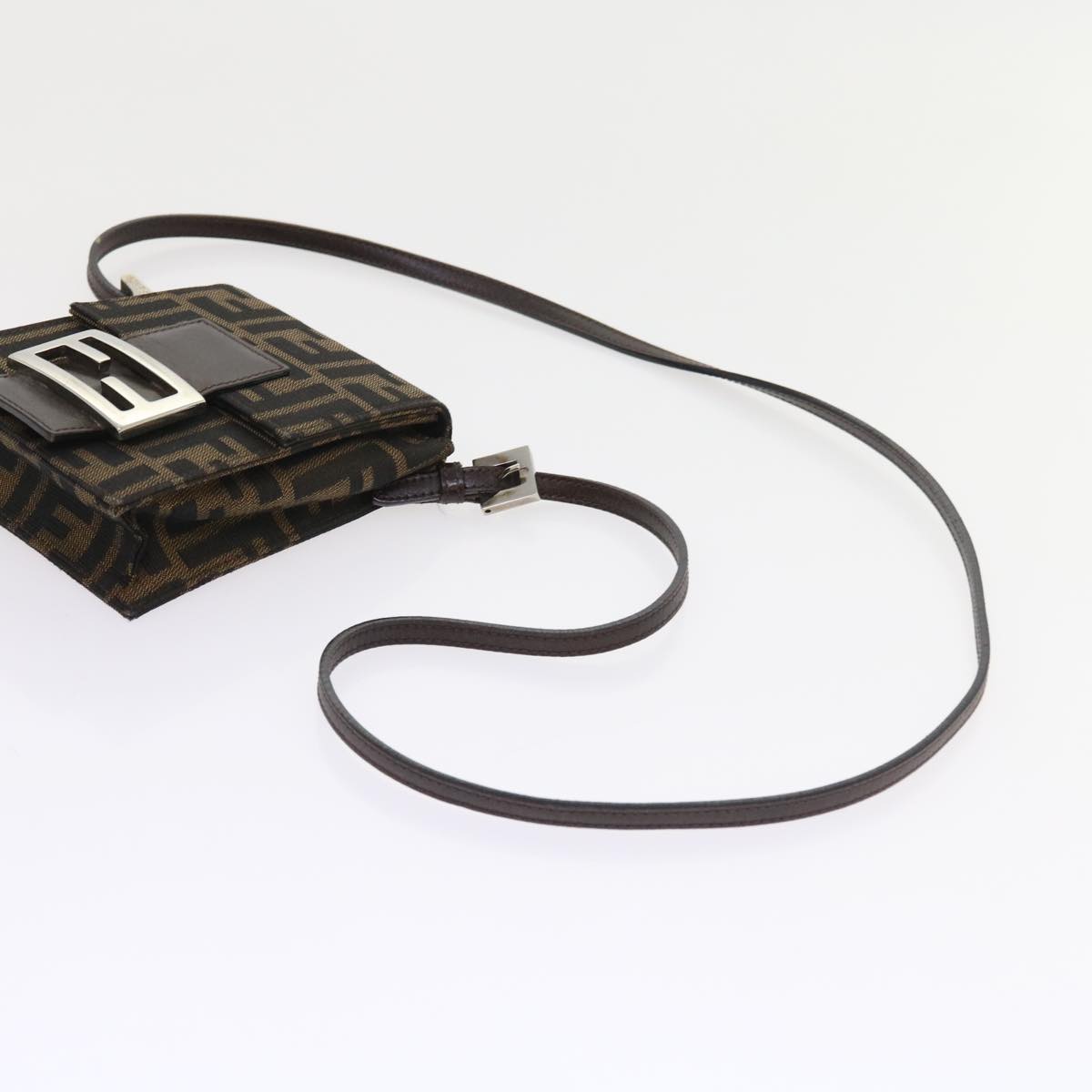 FENDI Zucca Canvas Mamma Baguette Shoulder Bag Black Brown 56931