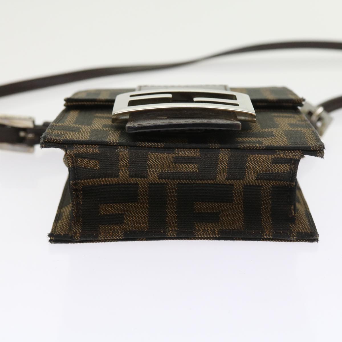FENDI Zucca Canvas Mamma Baguette Shoulder Bag Black Brown 56931