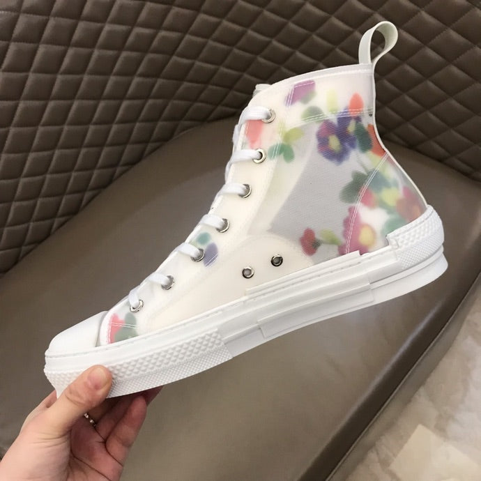 GLM - DIR B23 White Floral Print HIGH-TOP SNEAKER