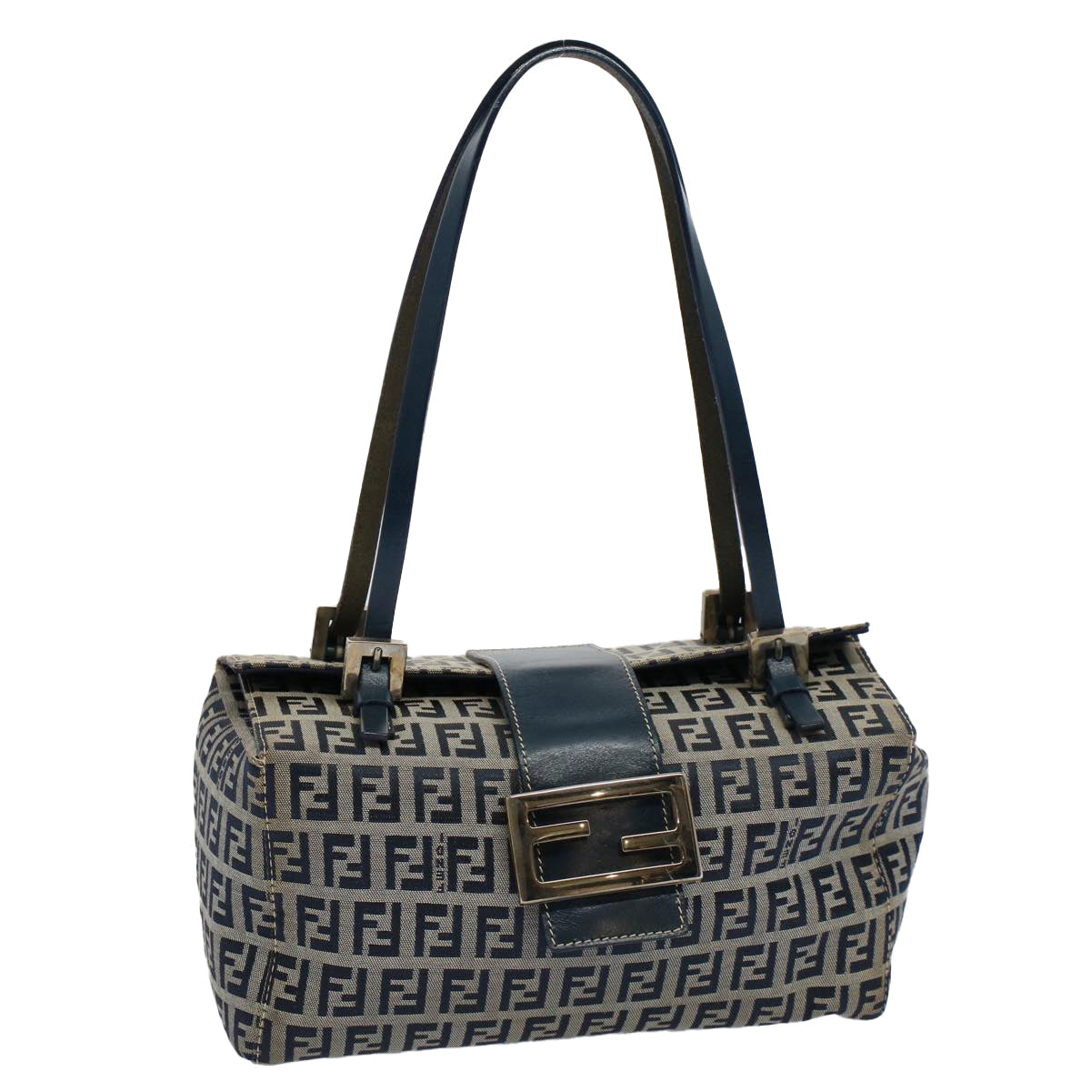 FENDI Zucchino Canvas Hand Bag Navy 56963