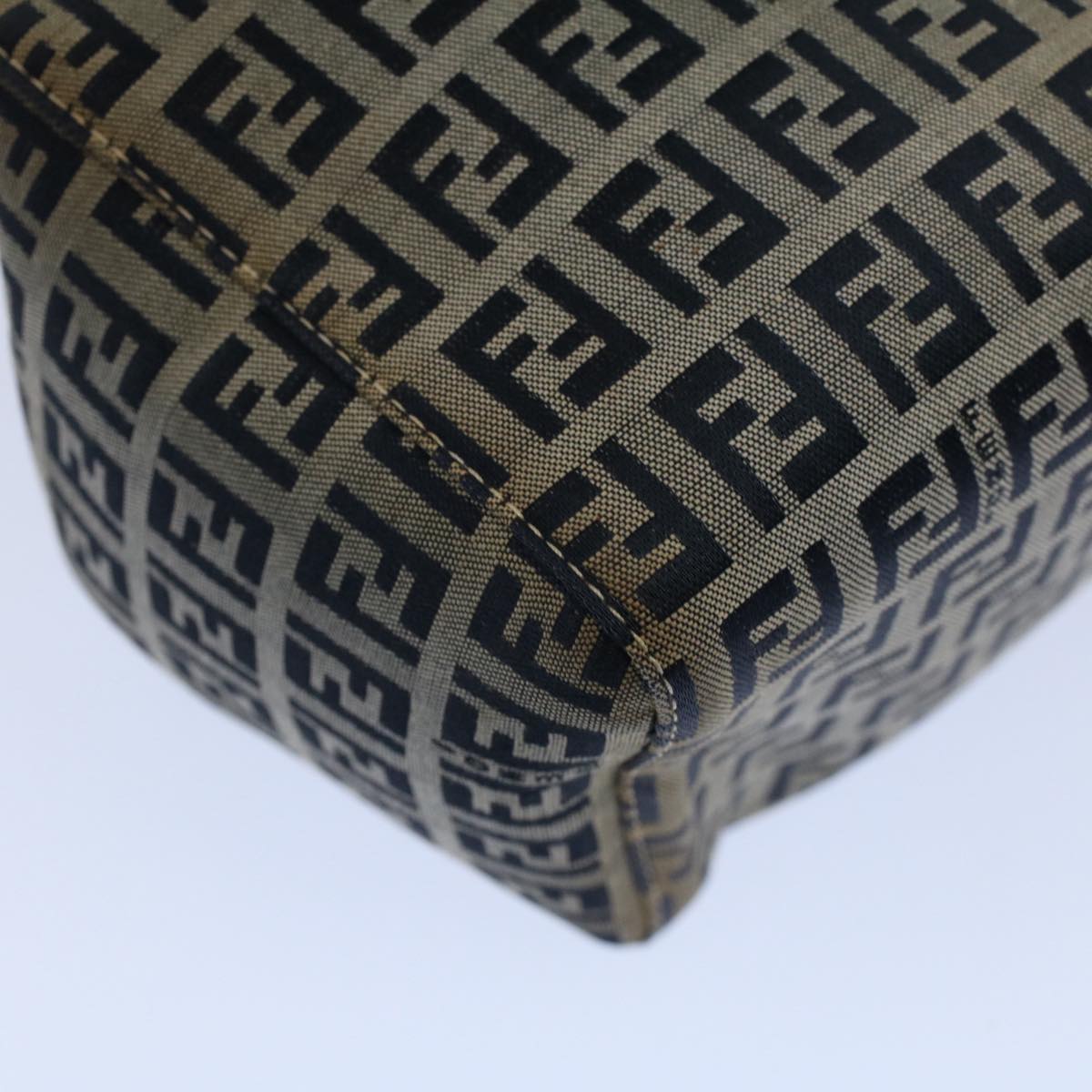 FENDI Zucchino Canvas Hand Bag Navy 56963