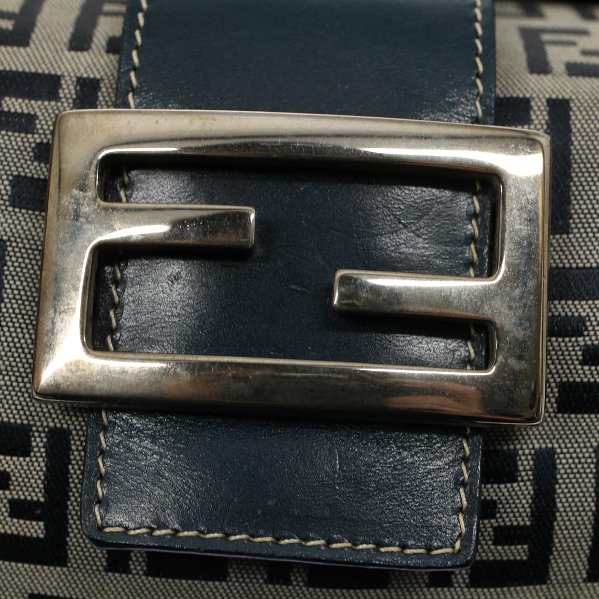 FENDI Zucchino Canvas Hand Bag Navy 56963