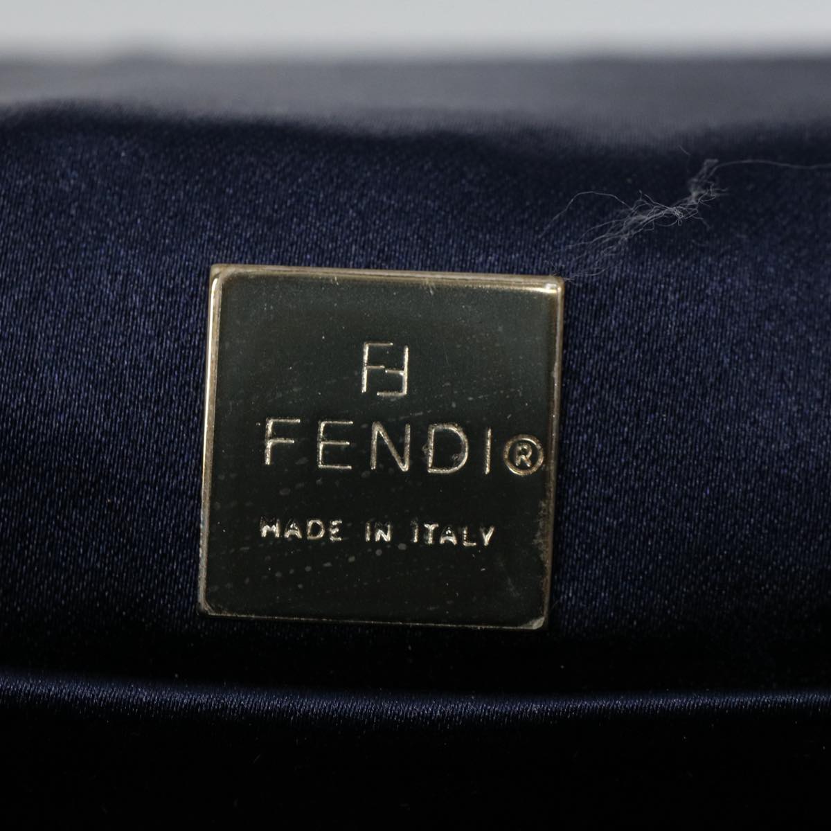 FENDI Zucchino Canvas Hand Bag Navy 56963