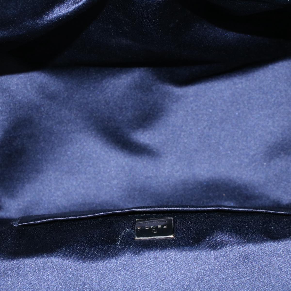 FENDI Zucchino Canvas Hand Bag Navy 56963