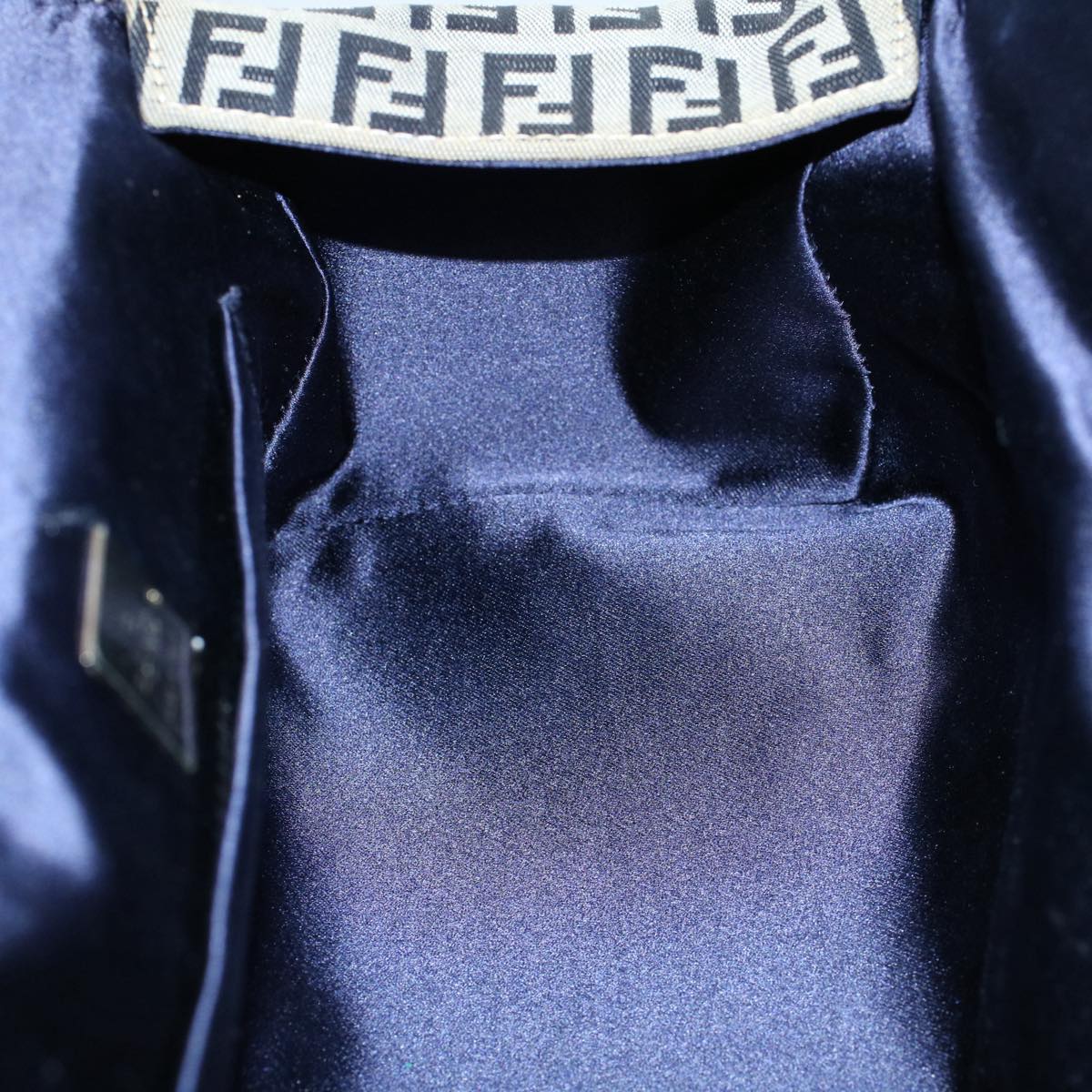 FENDI Zucchino Canvas Hand Bag Navy 56963