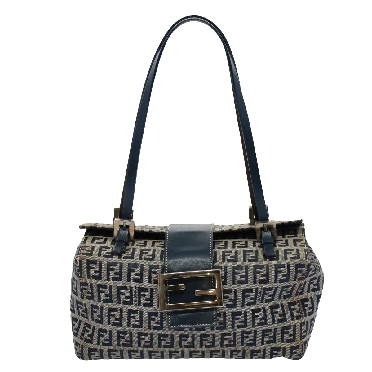 FENDI Zucchino Canvas Hand Bag Navy 56963