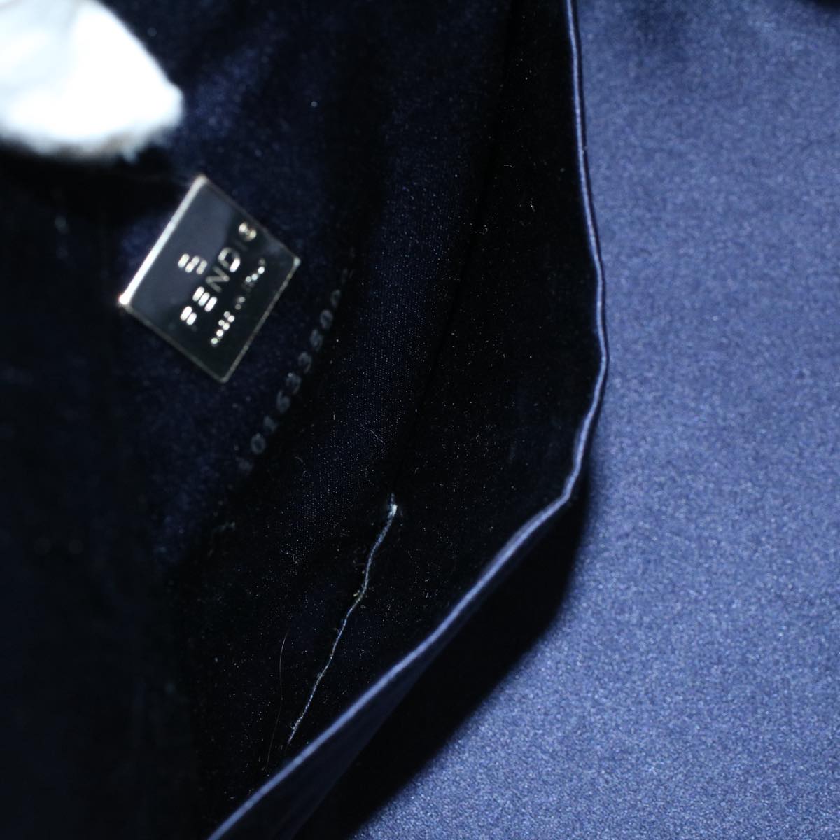 FENDI Zucchino Canvas Hand Bag Navy 56963