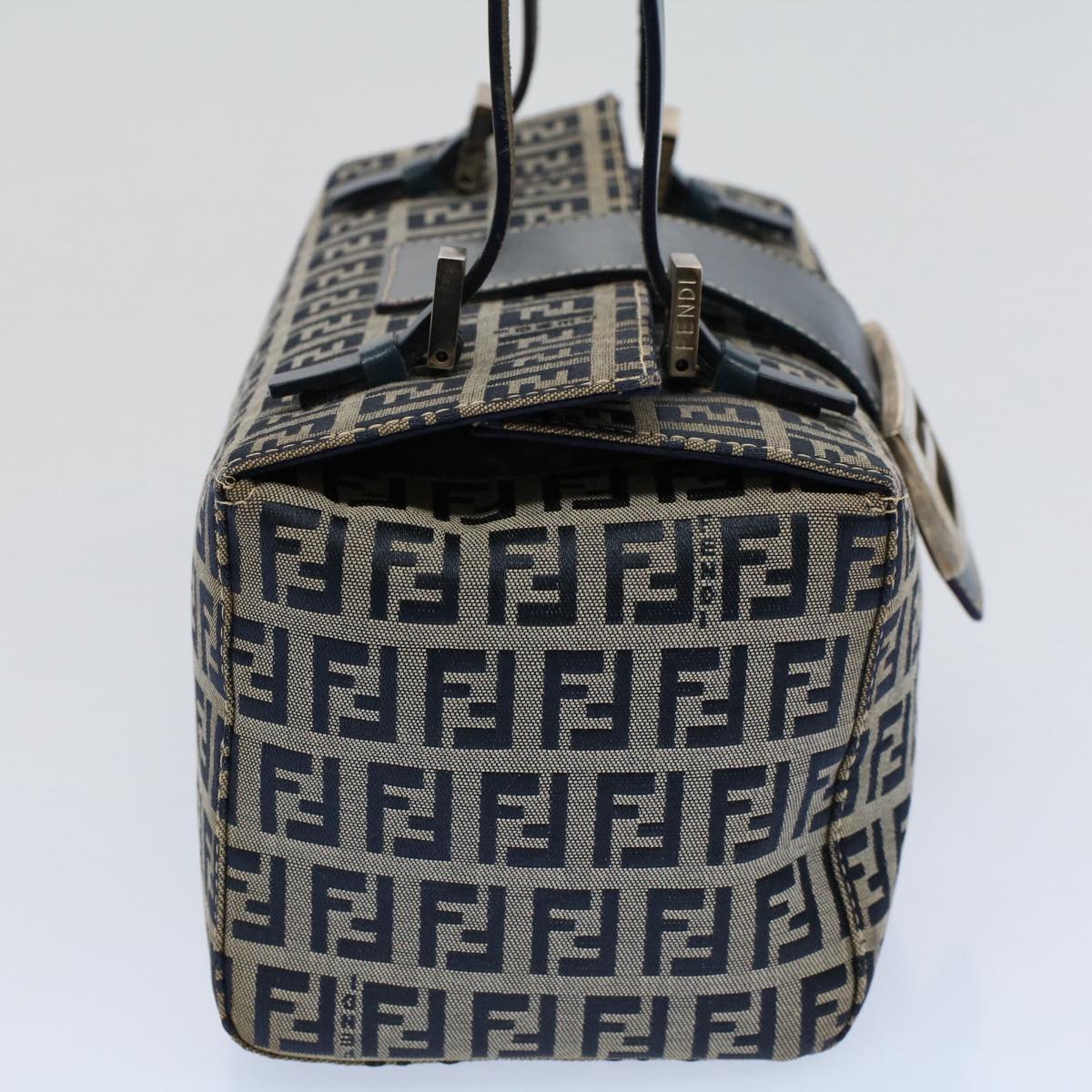 FENDI Zucchino Canvas Hand Bag Navy 56963