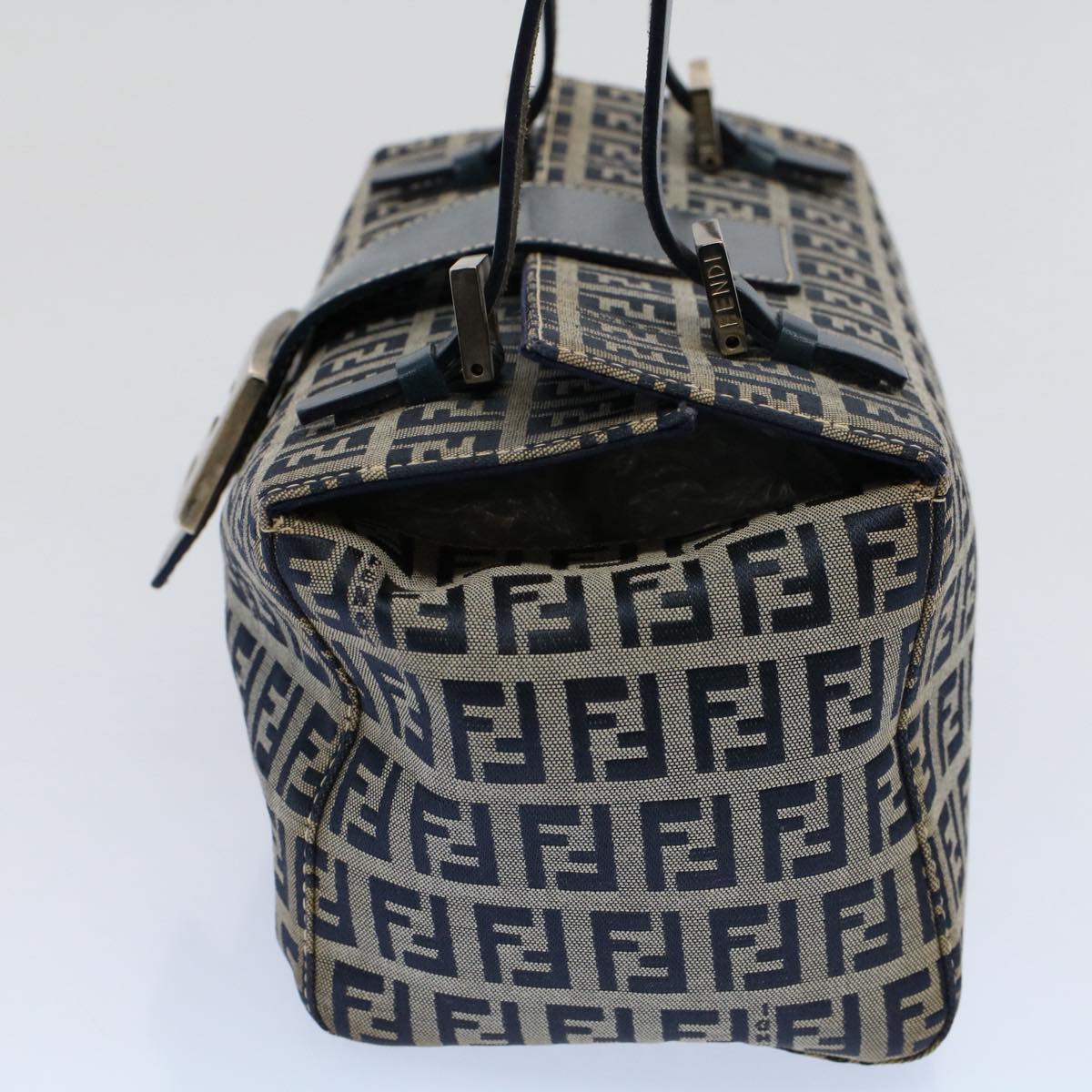 FENDI Zucchino Canvas Hand Bag Navy 56963