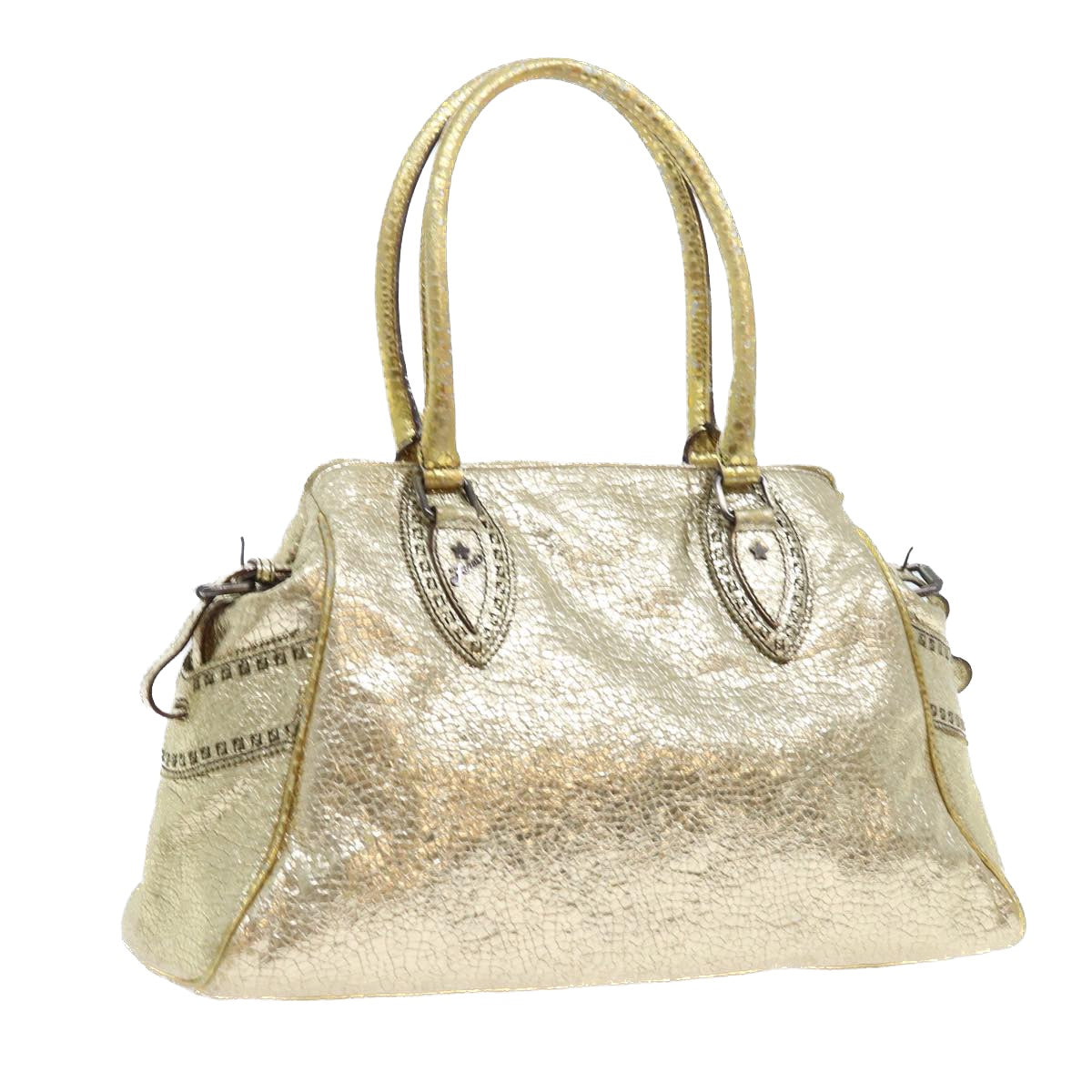 FENDI Tote Bag Leather Gold 57038