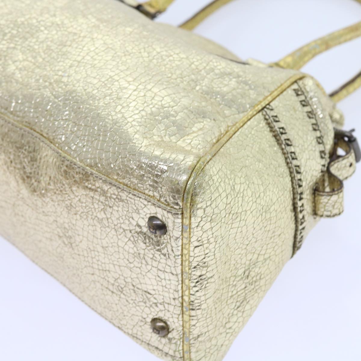 FENDI Tote Bag Leather Gold 57038