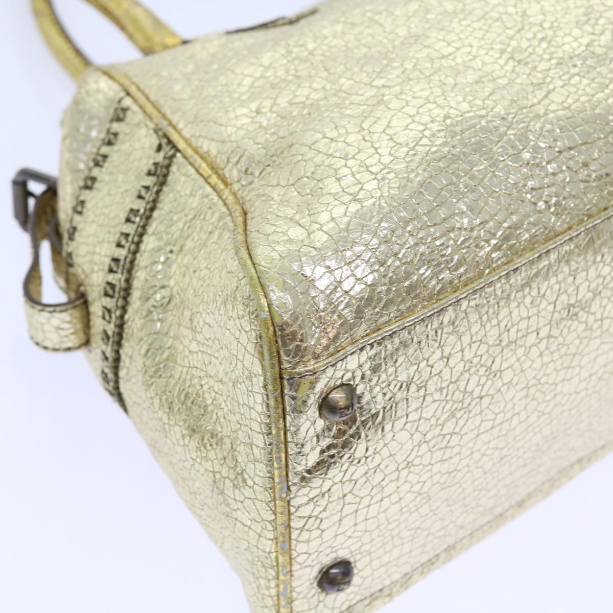 FENDI Tote Bag Leather Gold 57038