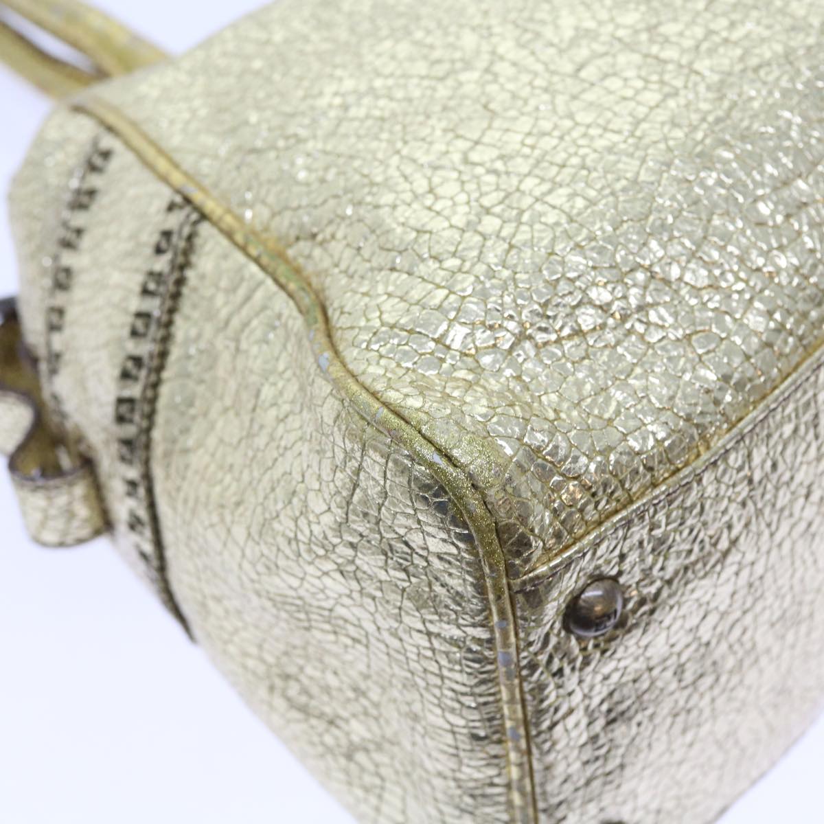 FENDI Tote Bag Leather Gold 57038