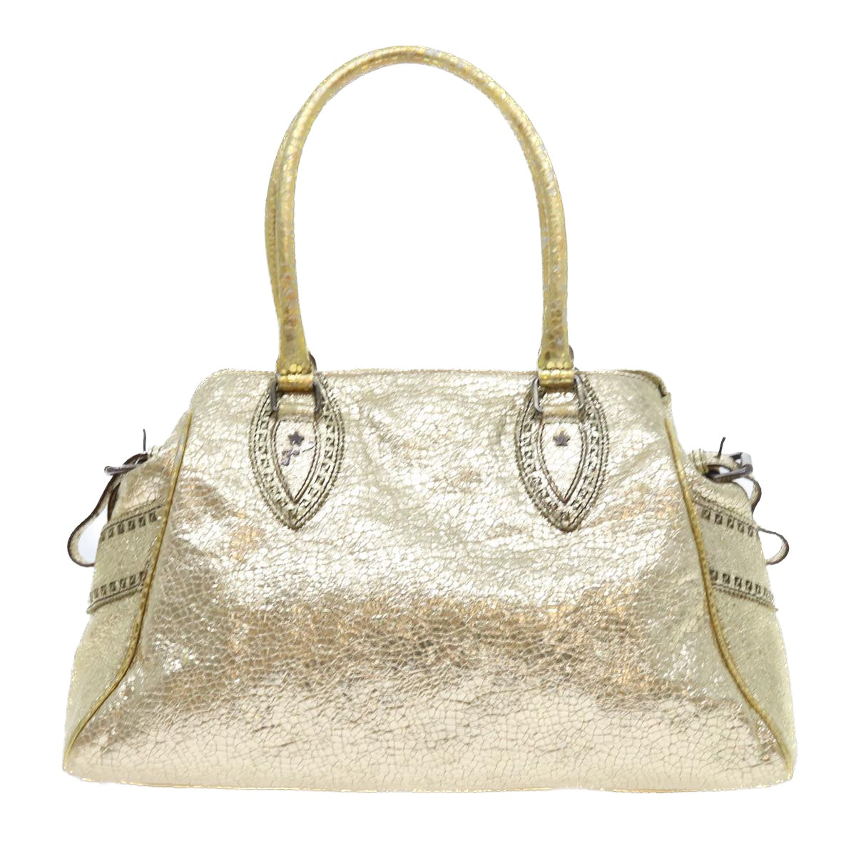 FENDI Tote Bag Leather Gold 57038