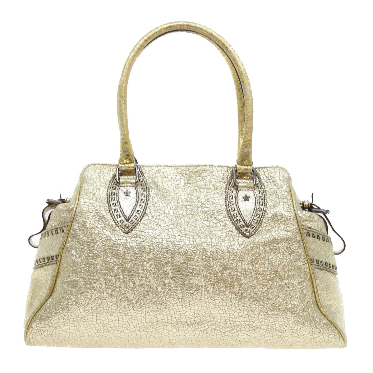FENDI Tote Bag Leather Gold 57038