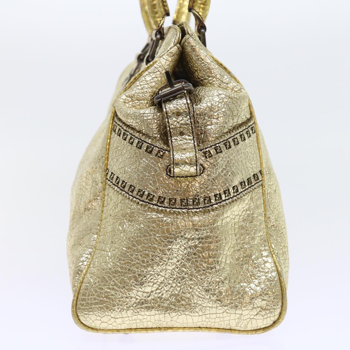 FENDI Tote Bag Leather Gold 57038