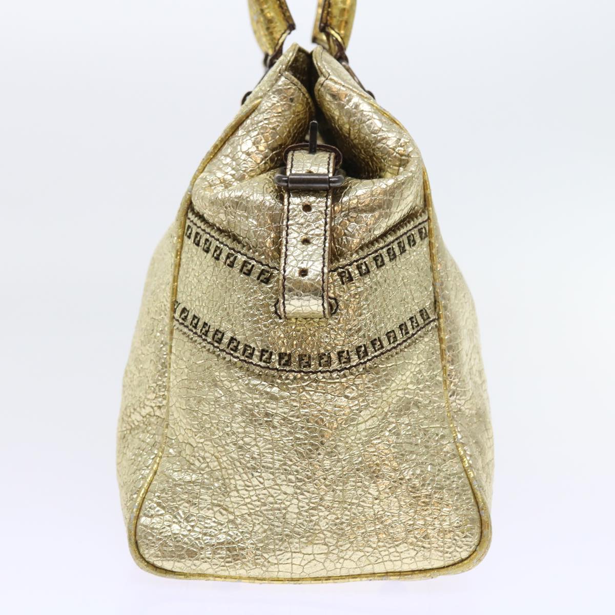 FENDI Tote Bag Leather Gold 57038