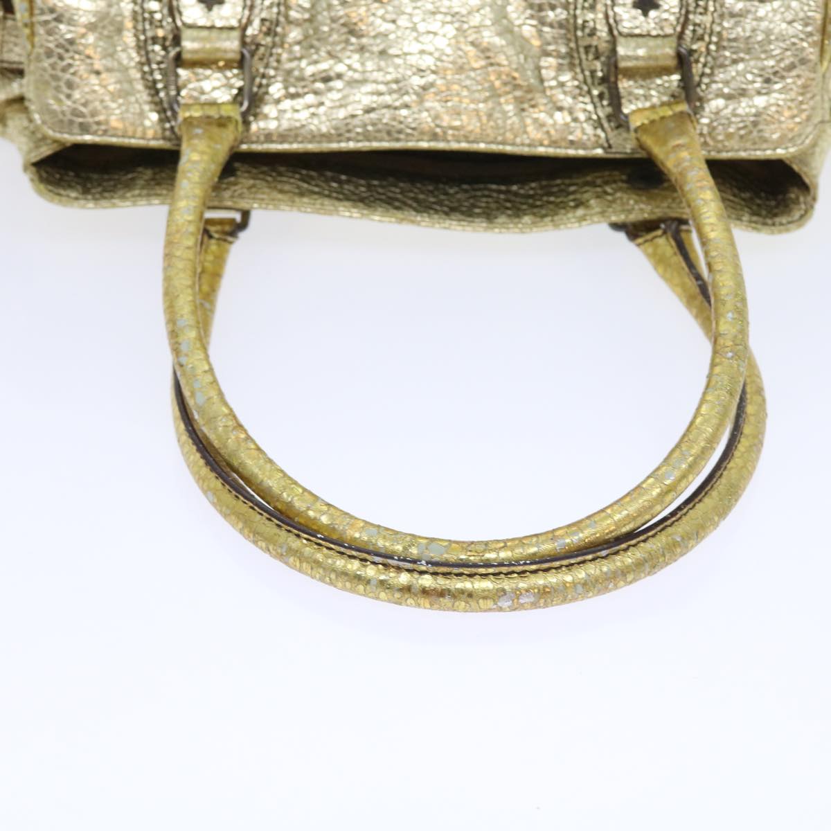 FENDI Tote Bag Leather Gold 57038